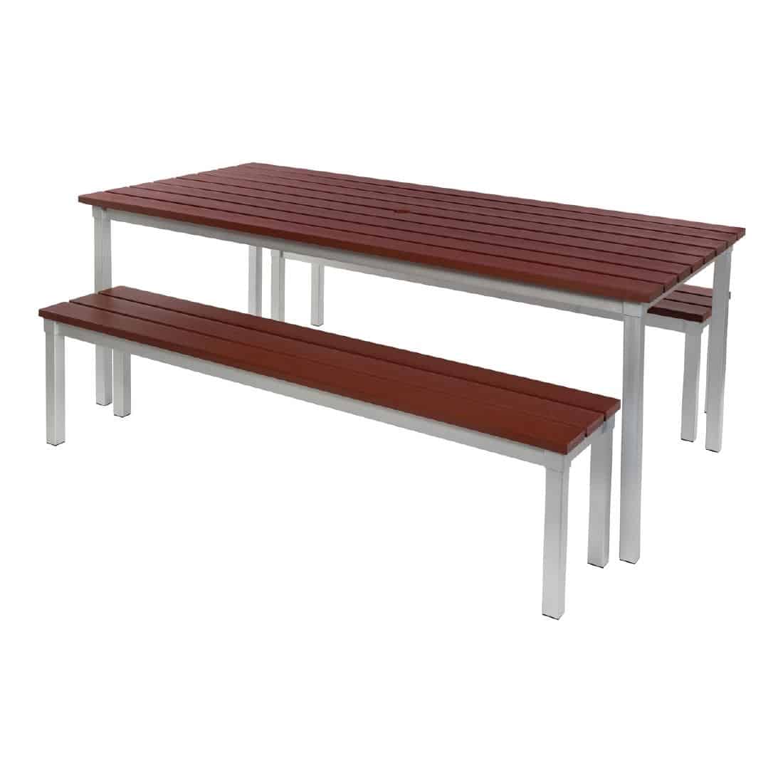 Enviro Outdoor Walnut Effect Faux Wood Table 1800mm - Image 3