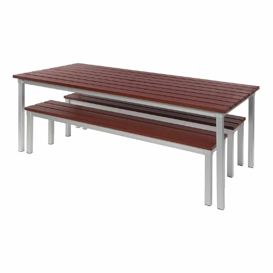 Enviro Outdoor Walnut Effect Faux Wood Table 1800mm - Image 4