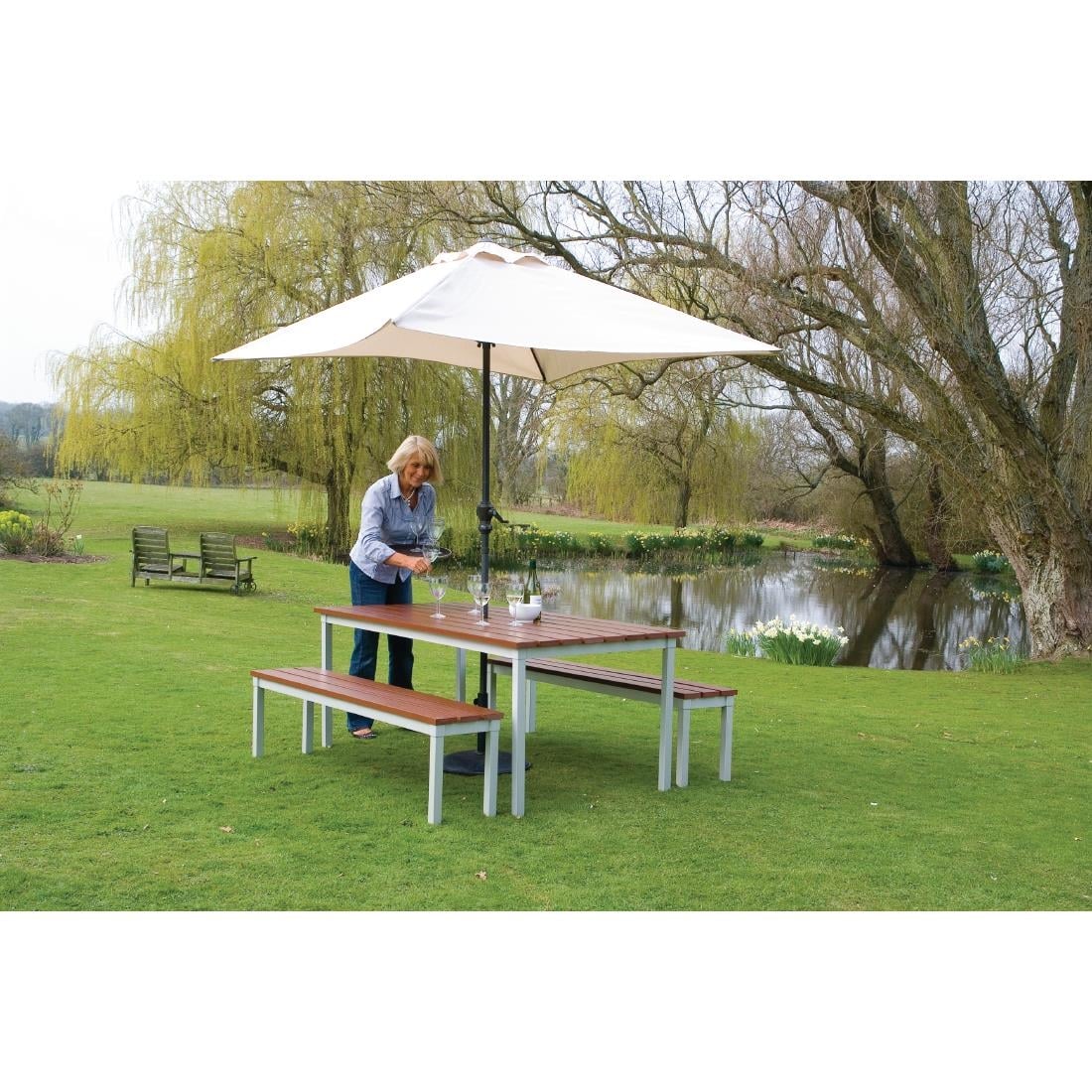 Enviro Outdoor Walnut Effect Faux Wood Table 1800mm - Image 6