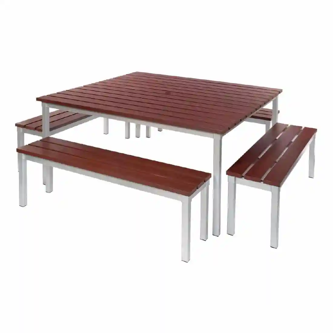 Enviro Square Outdoor Walnut Effect Faux Wood Table 1250mm - Image 2