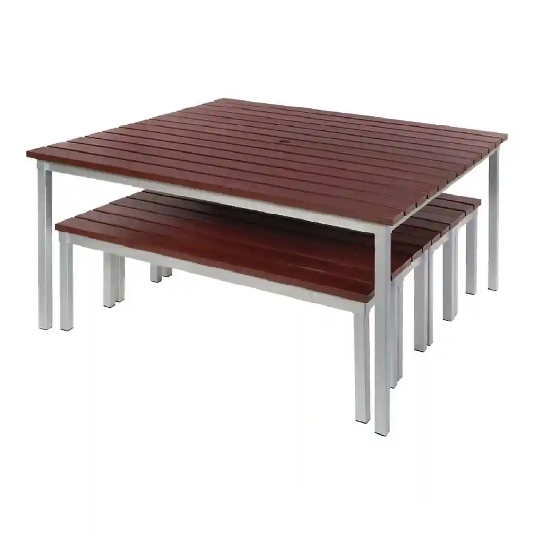 Enviro Square Outdoor Walnut Effect Faux Wood Table 1250mm - Image 3