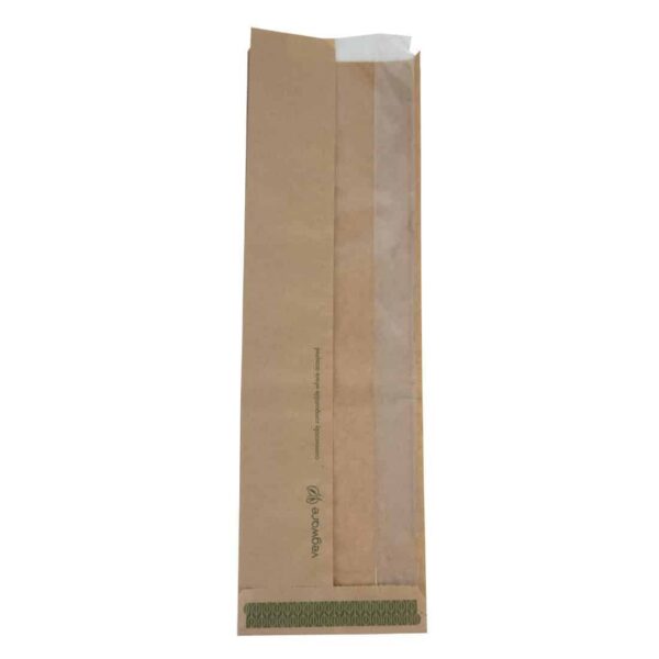 Vegware Compostable Kraft Baguette Bags With PLA Window (Pack of 1000) - Image 2
