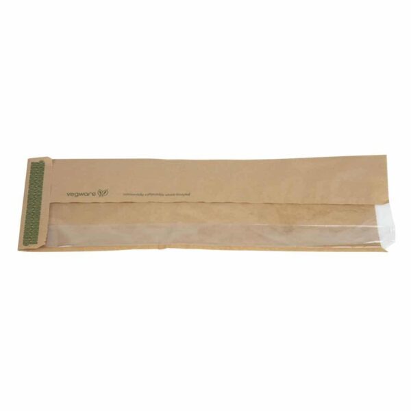 Vegware Compostable Kraft Baguette Bags With PLA Window (Pack of 1000) - Image 3