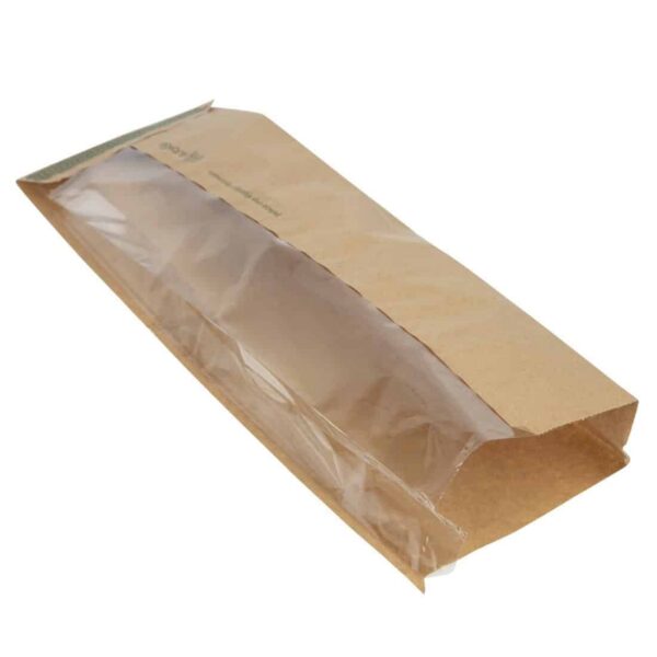 Vegware Compostable Kraft Baguette Bags With PLA Window (Pack of 1000) - Image 4
