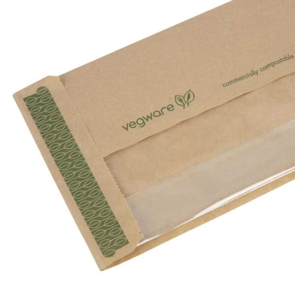 Vegware Compostable Kraft Baguette Bags With PLA Window (Pack of 1000) - Image 5