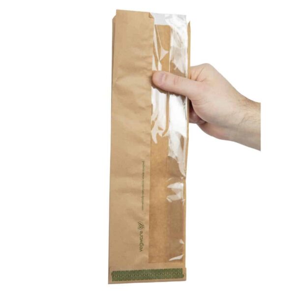 Vegware Compostable Kraft Baguette Bags With PLA Window (Pack of 1000) - Image 6