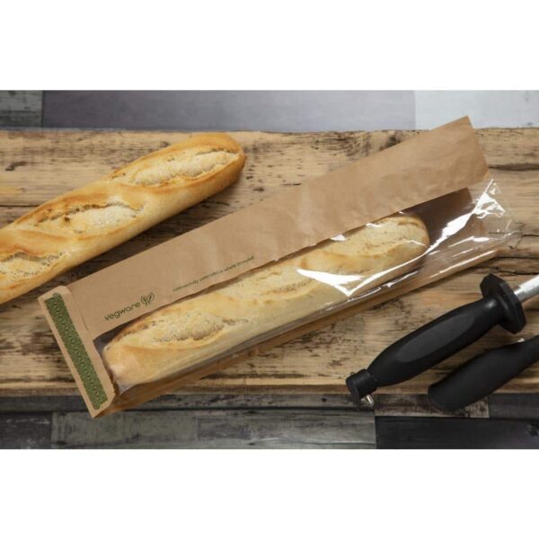 Vegware Compostable Kraft Baguette Bags With PLA Window (Pack of 1000) - Image 7