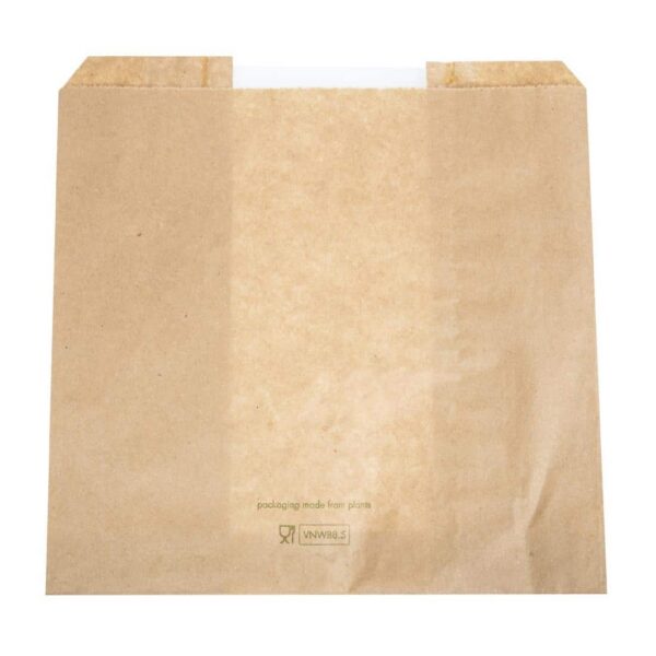 Vegware Compostable Kraft Sandwich Bags with NatureFlex Window Small (Pack of 1000) - Image 5