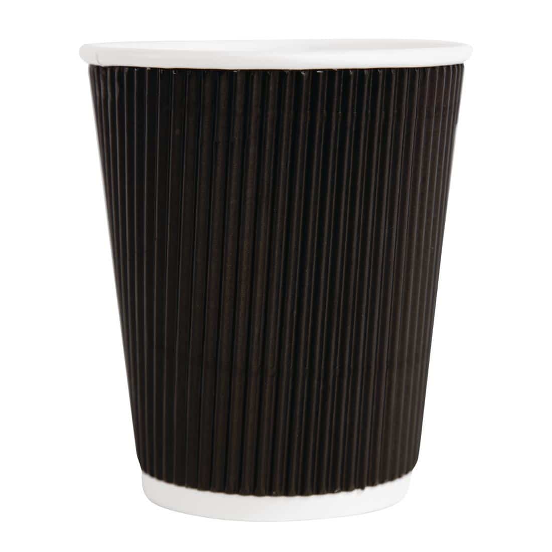 Fiesta Recyclable Coffee Cups Ripple Wall Black 225ml / 8oz (Pack of 25) - Image 3