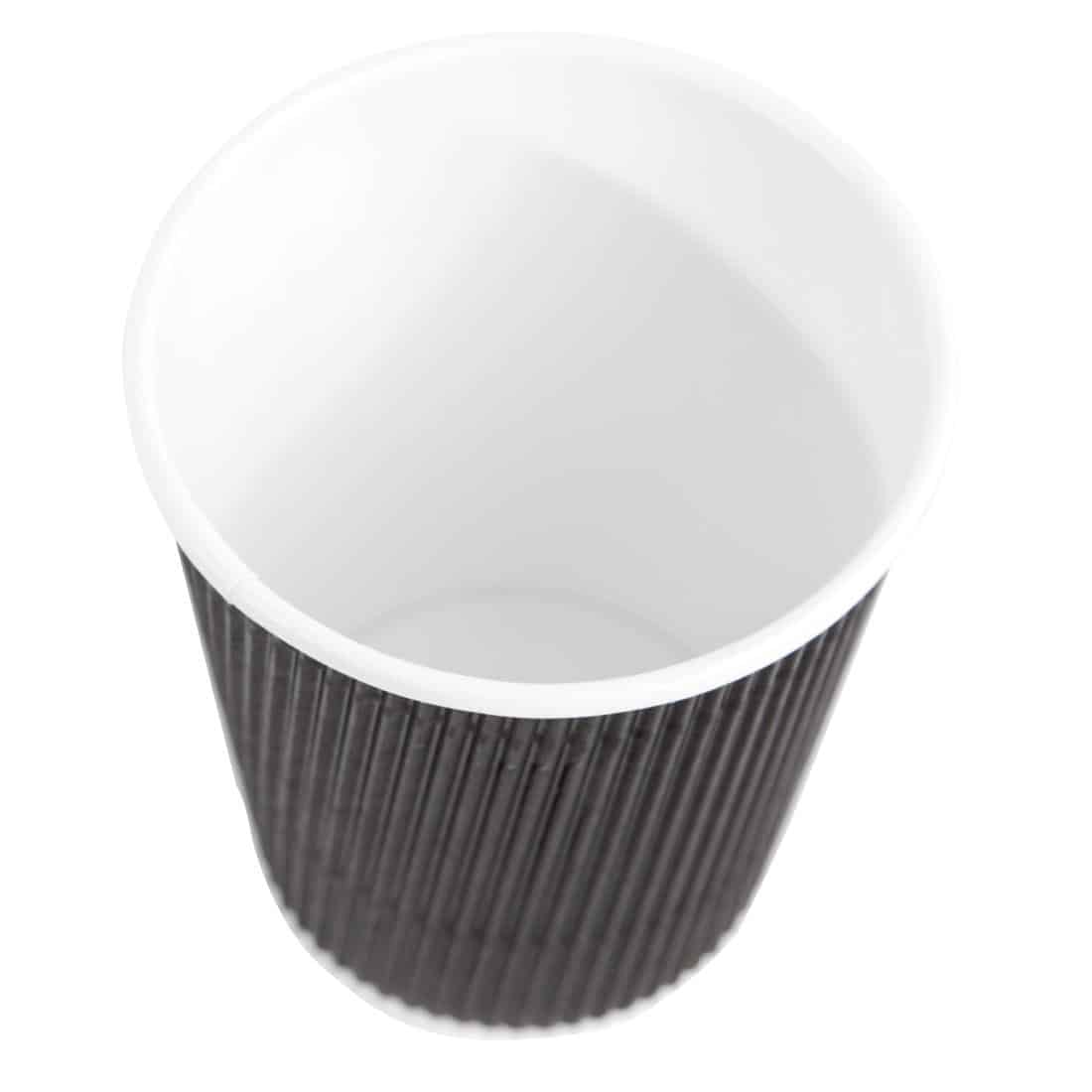 Fiesta Recyclable Coffee Cups Ripple Wall Black 225ml / 8oz (Pack of 25) - Image 4
