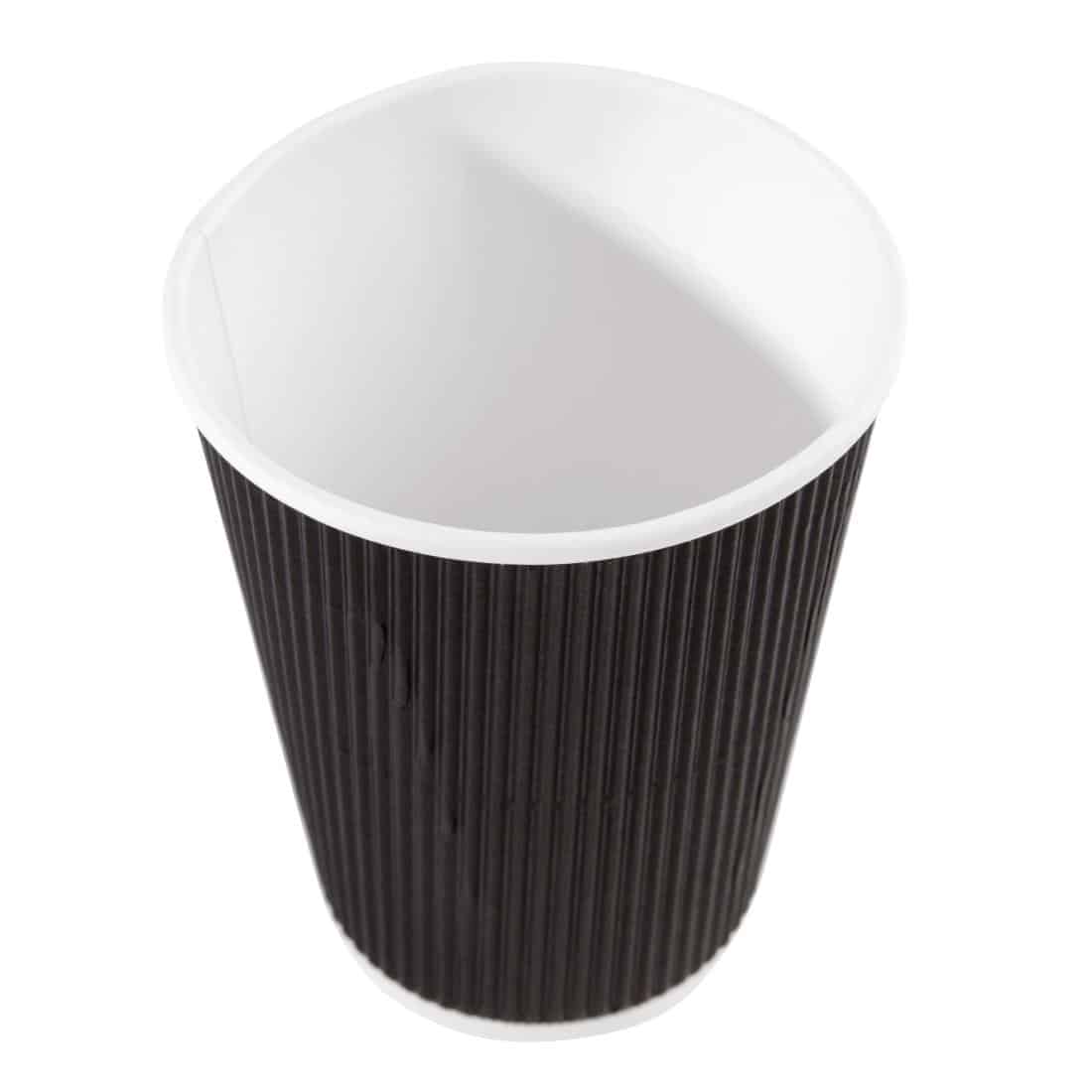 Fiesta Recyclable Coffee Cups Ripple Wall Black 340ml / 12oz (Pack of 25) - Image 3