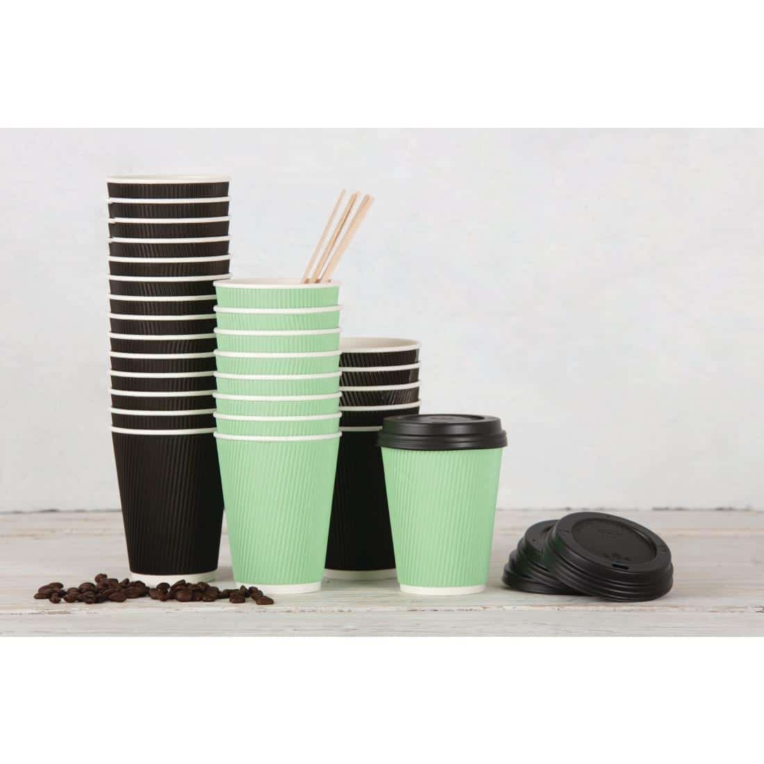 Fiesta Recyclable Coffee Cups Ripple Wall Black 340ml / 12oz (Pack of 25) - Image 7