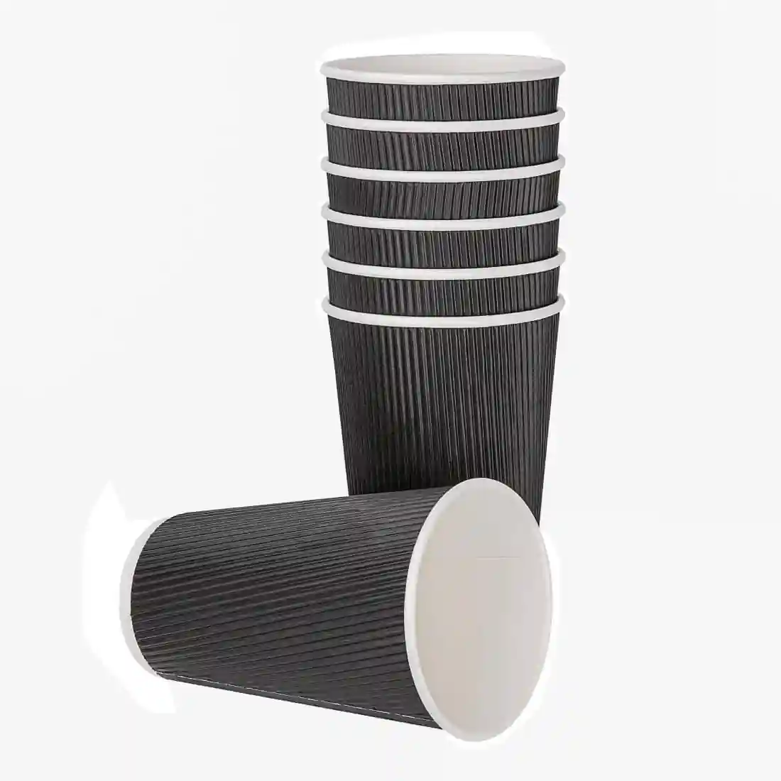 Fiesta Recyclable Ripple Wall Takeaway Coffee Cups Black 455ml / 16oz (Pack of 25) - Image 3
