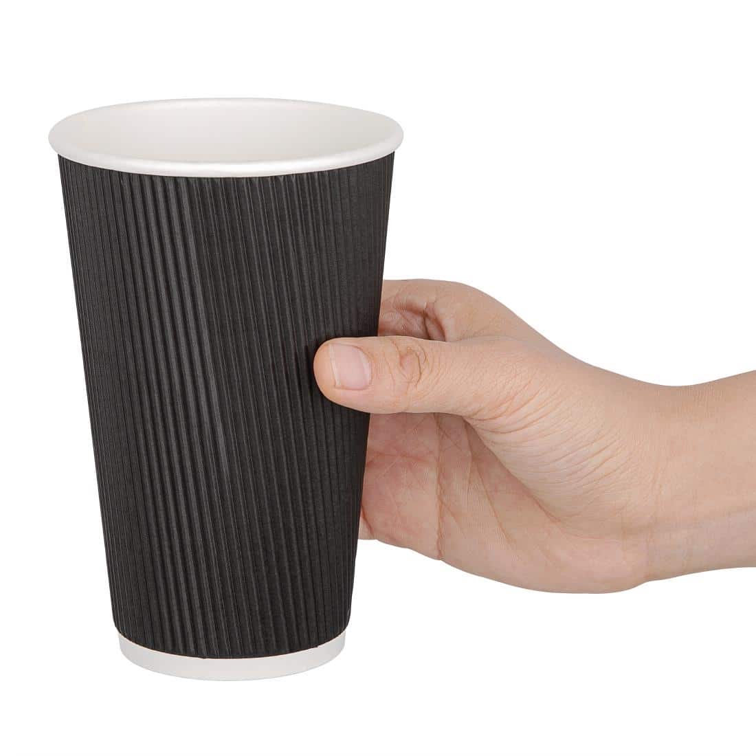 Fiesta Recyclable Ripple Wall Takeaway Coffee Cups Black 455ml / 16oz (Pack of 500) - Image 4
