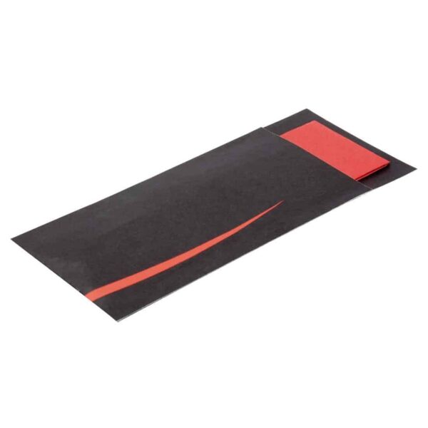 Europochette Bari Black Cutlery Pouch with Red Napkin - Image 2
