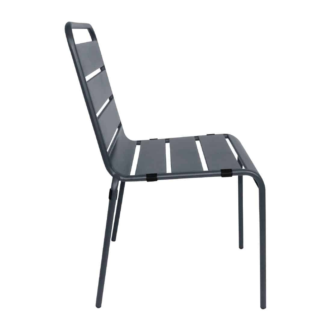 Bolero Slatted Steel Side Chairs Grey (Pack of 4) - Image 3
