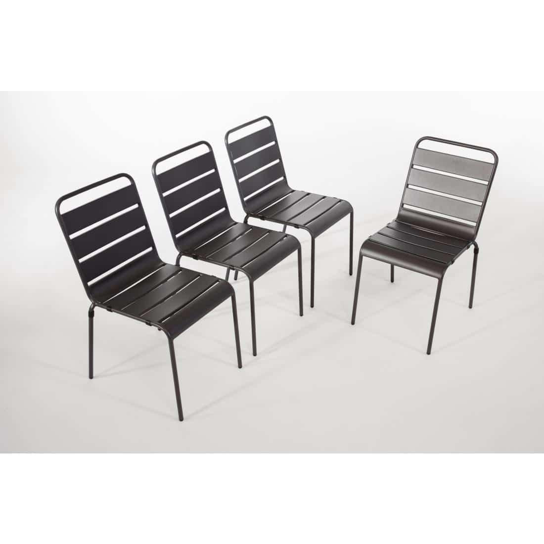 Bolero Slatted Steel Side Chairs Grey (Pack of 4) - Image 5