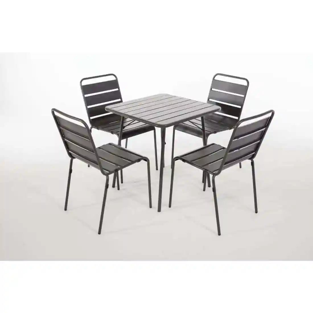 Bolero Slatted Steel Side Chairs Grey (Pack of 4) - Image 6