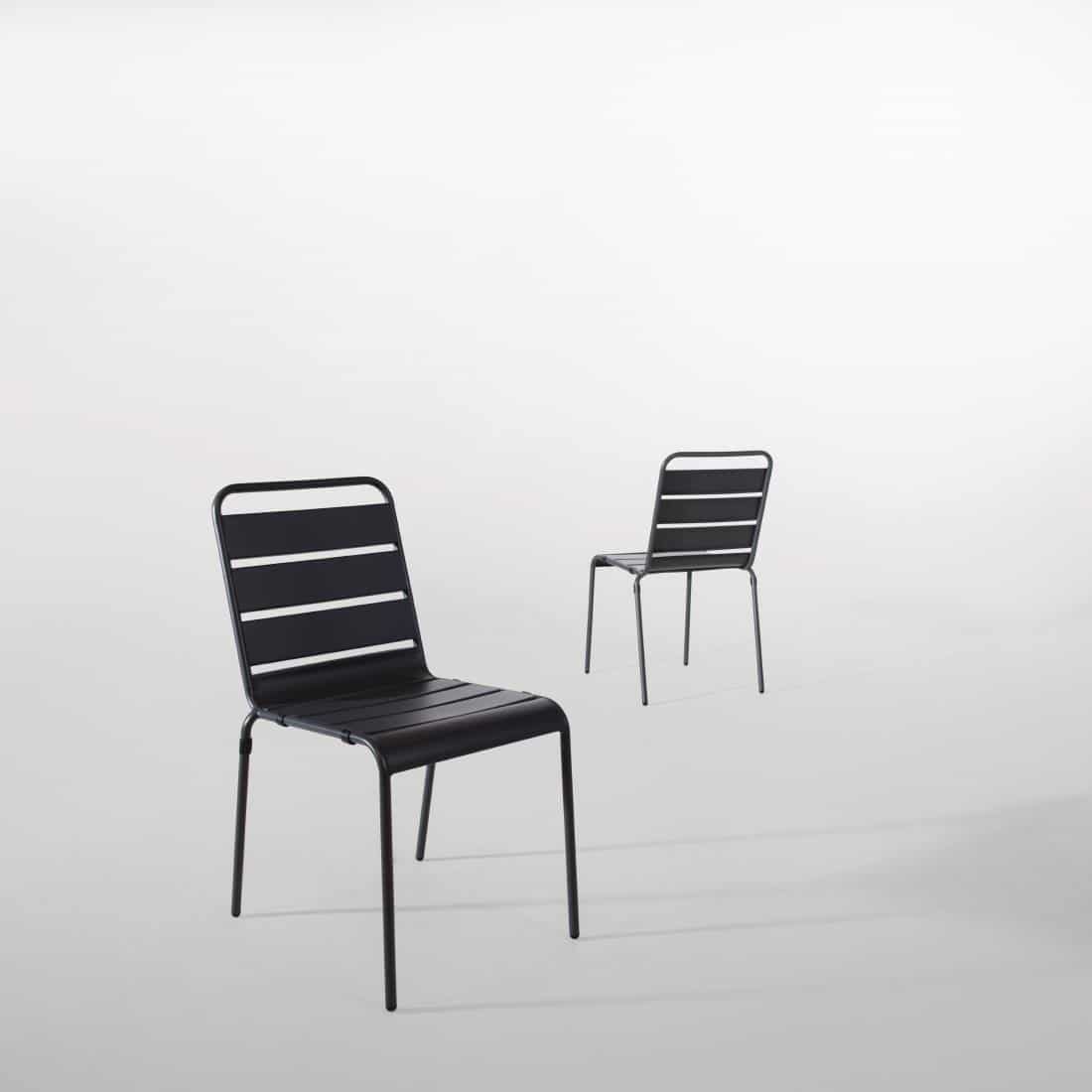 Bolero Slatted Steel Side Chairs Grey (Pack of 4) - Image 8