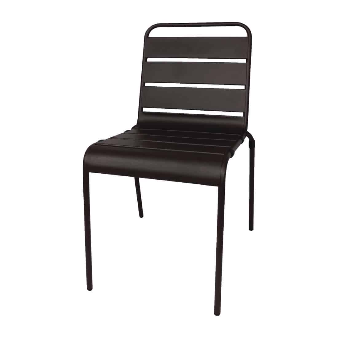 Bolero Black Slatted Steel Side Chairs (Pack of 4) - Image 3