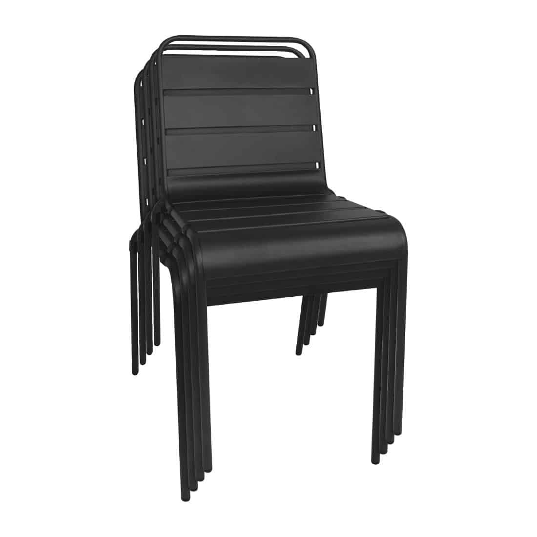 Bolero Black Slatted Steel Side Chairs (Pack of 4) - Image 5