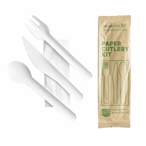 Vegware Compostable Paper Cutlery Kit 4in1 (Case of 250) - Image 2