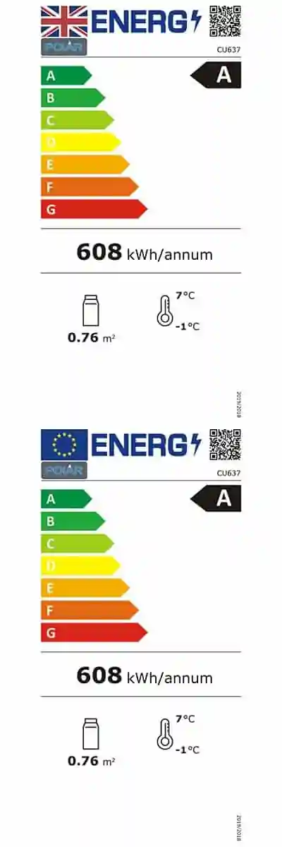 A Energy Rated Polar C-Series Countertop Display Fridge White 100Ltr - EAN 5050984729867