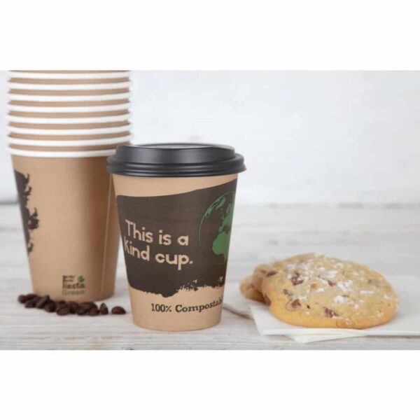 Fiesta Compostable Coffee Cups Single Wall 12oz (Pack of 50) - Image 3