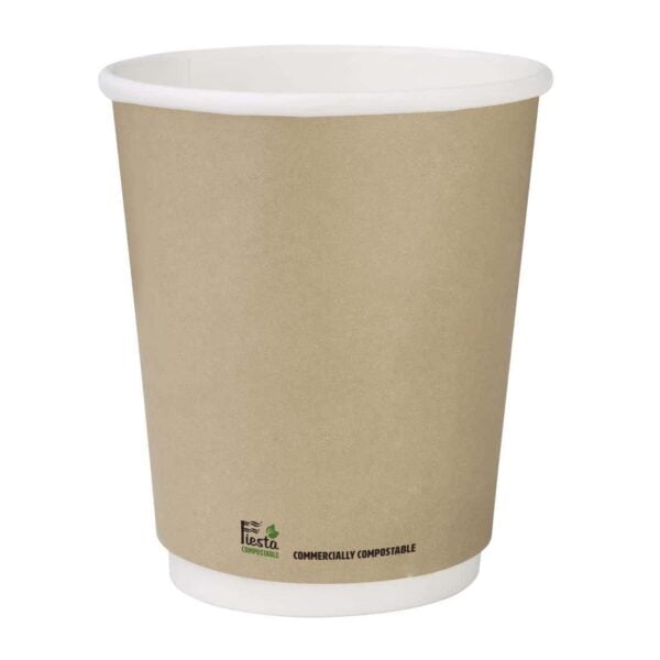 Fiesta Compostable Coffee Cups Double Wall 227ml / 8oz (Pack of 25) - Image 2