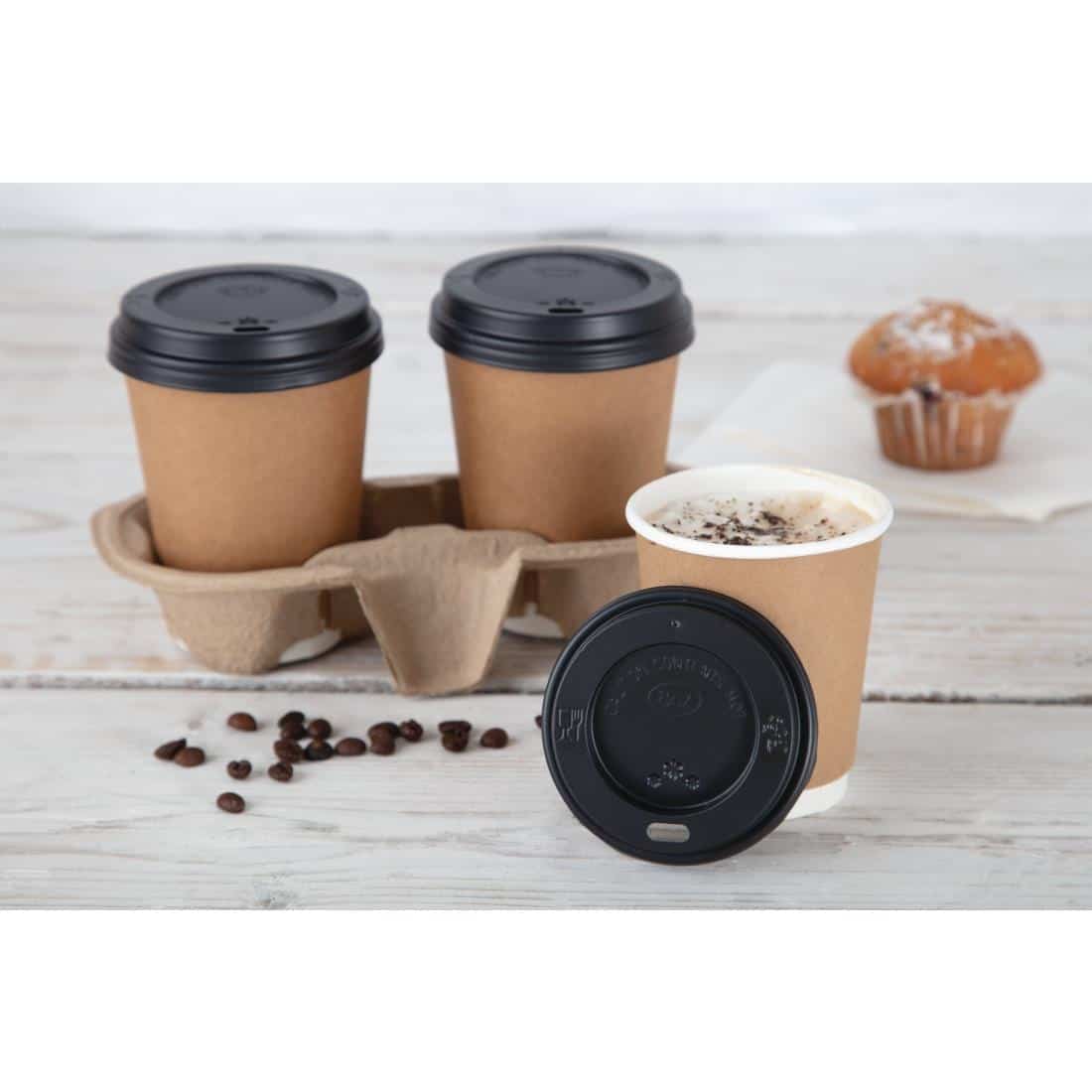 Fiesta Recyclable Coffee Cup Lids Black 225ml / 8oz (Pack of 50) - Image 5