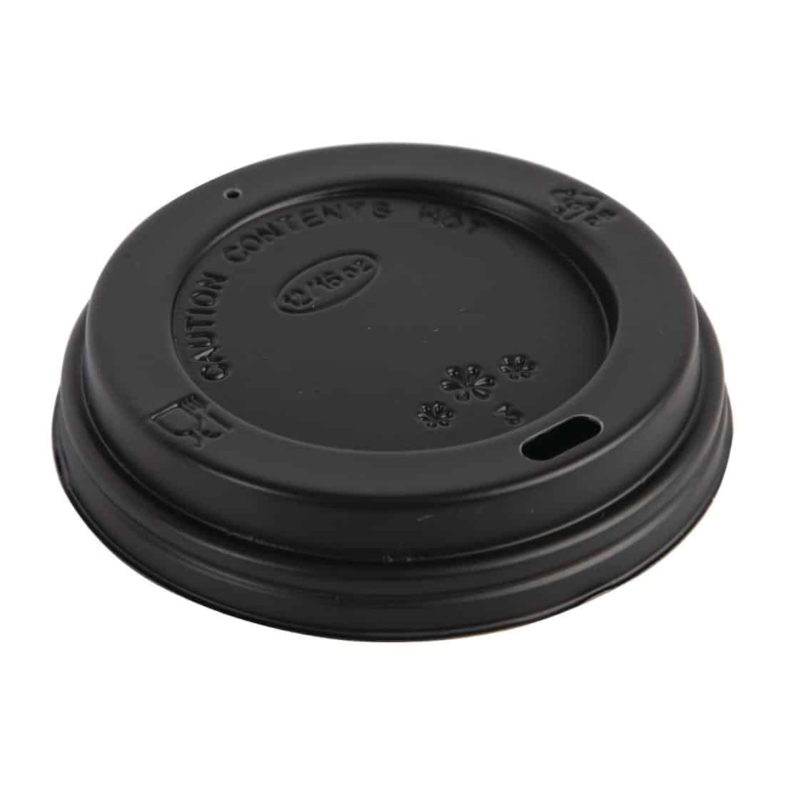 Fiesta Recyclable Coffee Cup Lids Black 340ml / 12oz and 455ml / 16oz (Pack of 50)