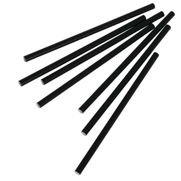 Fiesta Compostable Paper Cocktail Stirrer Straws Black (Pack of 250) - Image 4