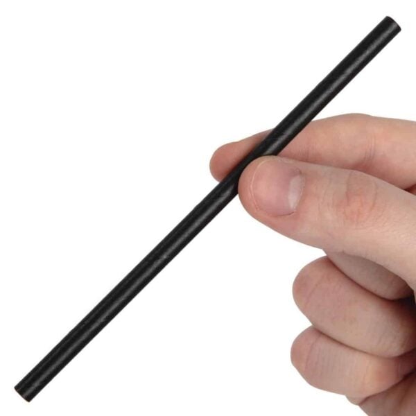Fiesta Compostable Paper Cocktail Stirrer Straws Black (Pack of 250) - Image 5