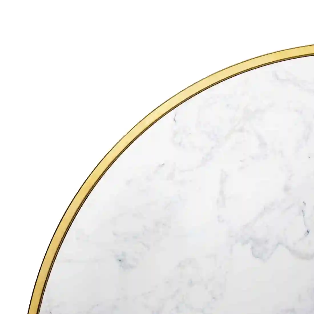 Bolero Round Marble Tabletop with Brass Effect Rim White 600mm - Image 4