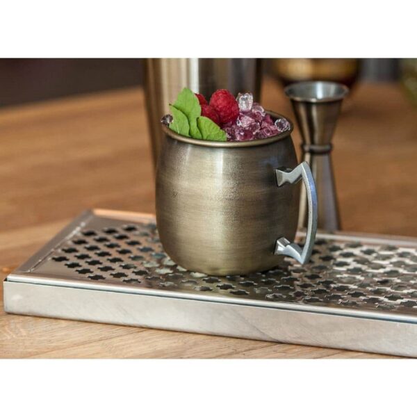 Beaumont Antique Brass Plated Curved Moscow Mule Mug 500ml - Image 3
