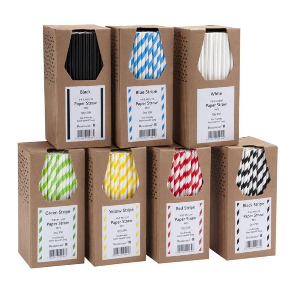 Beaumont 6mm Bore Paper Straw White (Pack 250) - Image 1