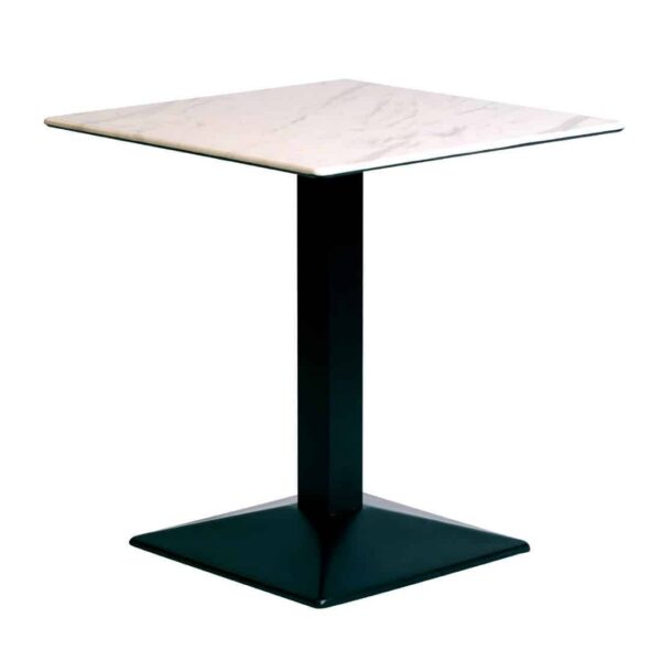 Turin Metal Base 600mm Square Dining Table with Laminate Top in Marble - Image 3