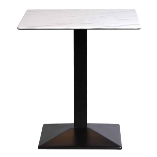Turin Metal Base 600mm Square Dining Table with Laminate Top in Marble - Image 4