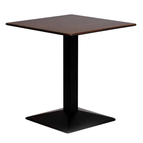Turin Metal Base 600mm Square Dining Table with Laminate Top in Walnut - Image 1