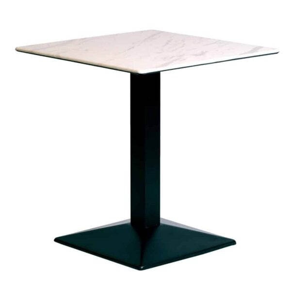 Turin Metal Base 700mm Square Dining Table with Laminate Top in Marble - Image 2