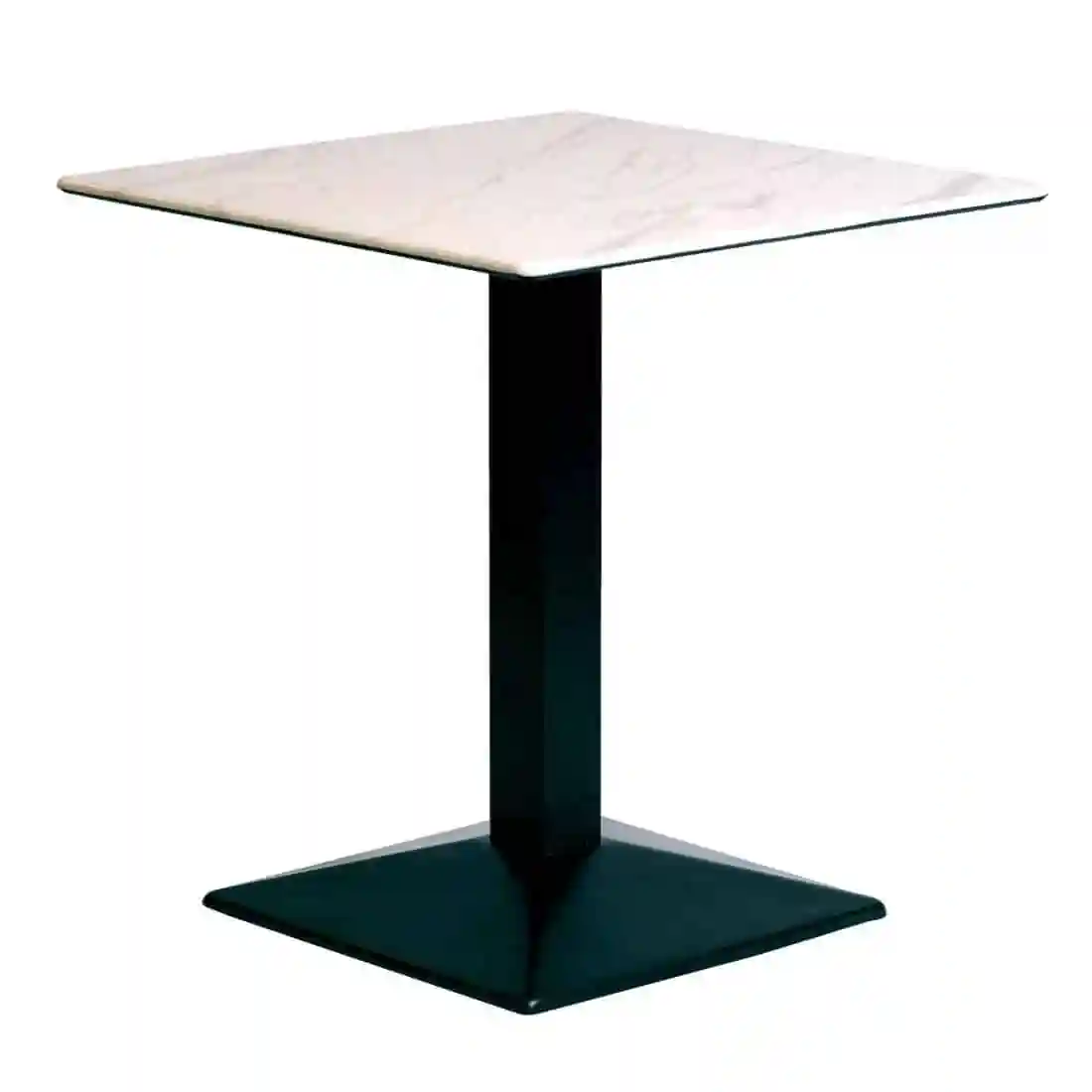 Turin Metal Base 700mm Square Dining Table with Laminate Top in Marble - Image 1