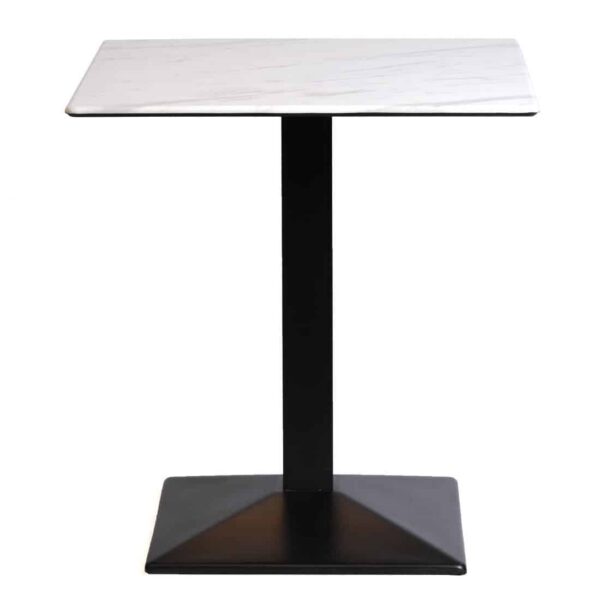 Turin Metal Base 700mm Square Dining Table with Laminate Top in Marble - Image 4