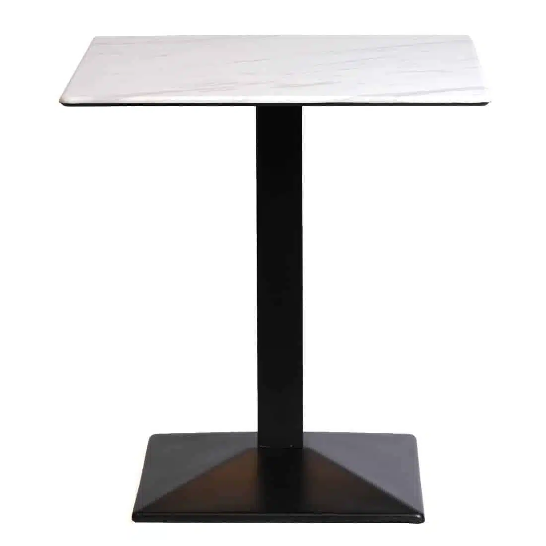 Turin Metal Base 700mm Square Dining Table with Laminate Top in Marble - Image 3