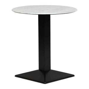 Turin Metal Base 600mm Round Dining Table with Laminate Top in Marble