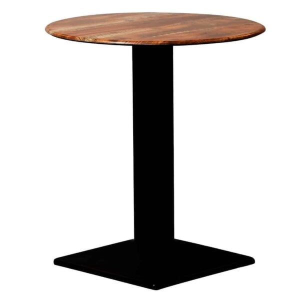 Turin Metal Base 600mm Round Dining Table w/Laminate Top in Planked Oak - Image 2