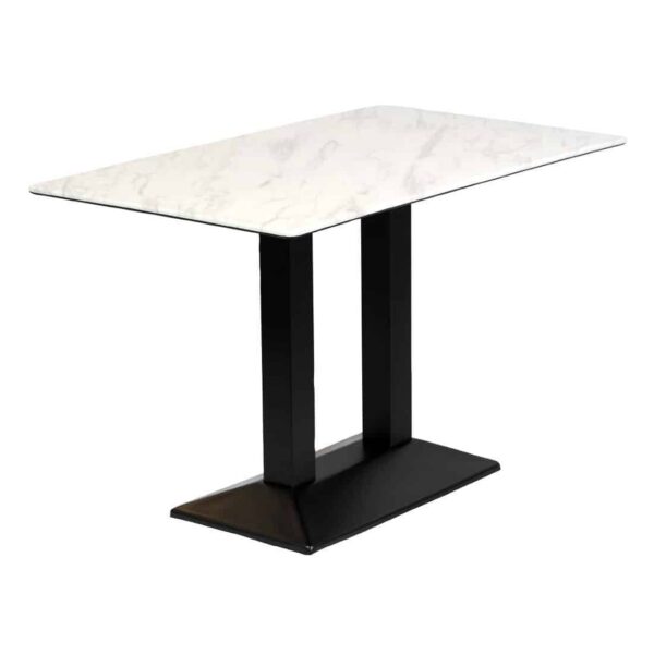 Turin Metal Base Rectangle Dining Table with Laminate Top in Marble - Image 1
