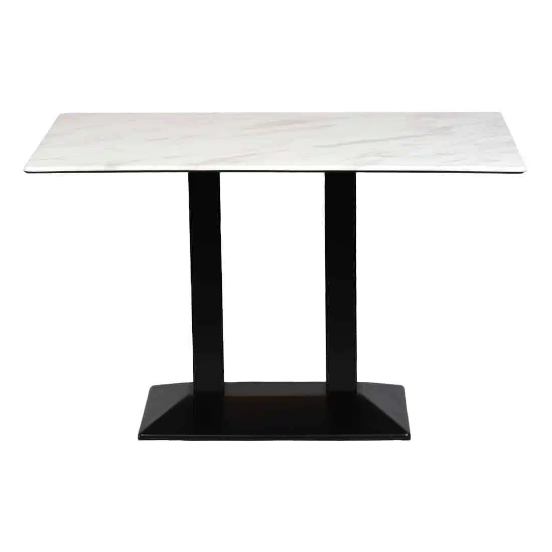 Turin Metal Base Rectangle Dining Table with Laminate Top in Marble - Image 2