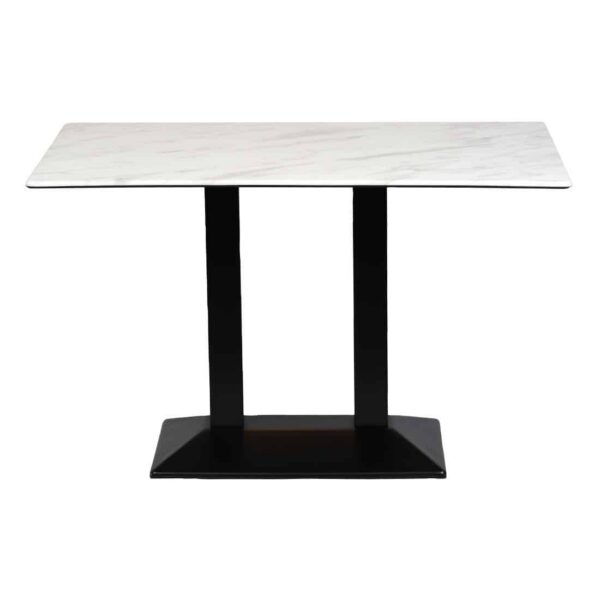 Turin Metal Base Rectangle Dining Table with Laminate Top in Marble - Image 3