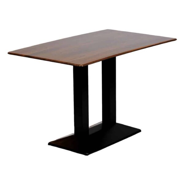 Turin Metal Base Rectangle Dining Table with Laminate Top in Walnut - Image 1