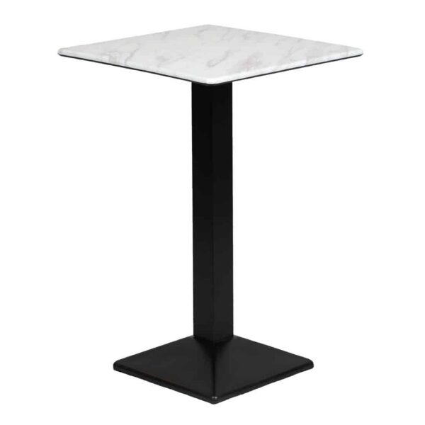 Turin Metal Base 600mm Square Poseur Table with Laminate Top in Marble - Image 1